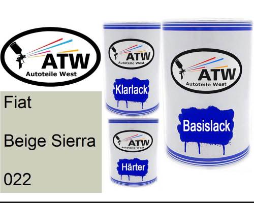 Fiat, Beige Sierra, 022: 500ml Lackdose + 500ml Klarlack + 250ml Härter - Set, von ATW Autoteile West.